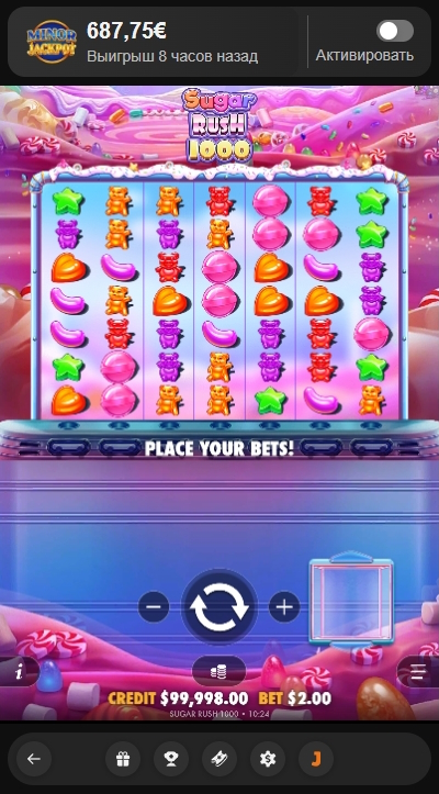ממשק מכונת המזל Sugar Rush 1000 ב-Joy Casino